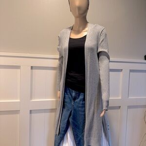 XL Gray ribbed open cardigan